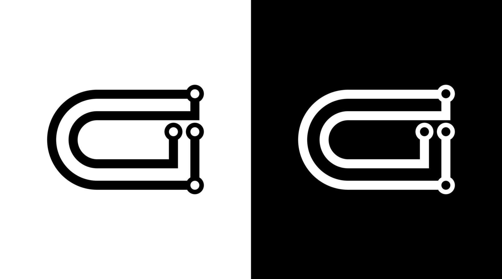 tecnología logo monograma g letra inicial blanco y negro icono ilustración estilo diseños plantillas vector