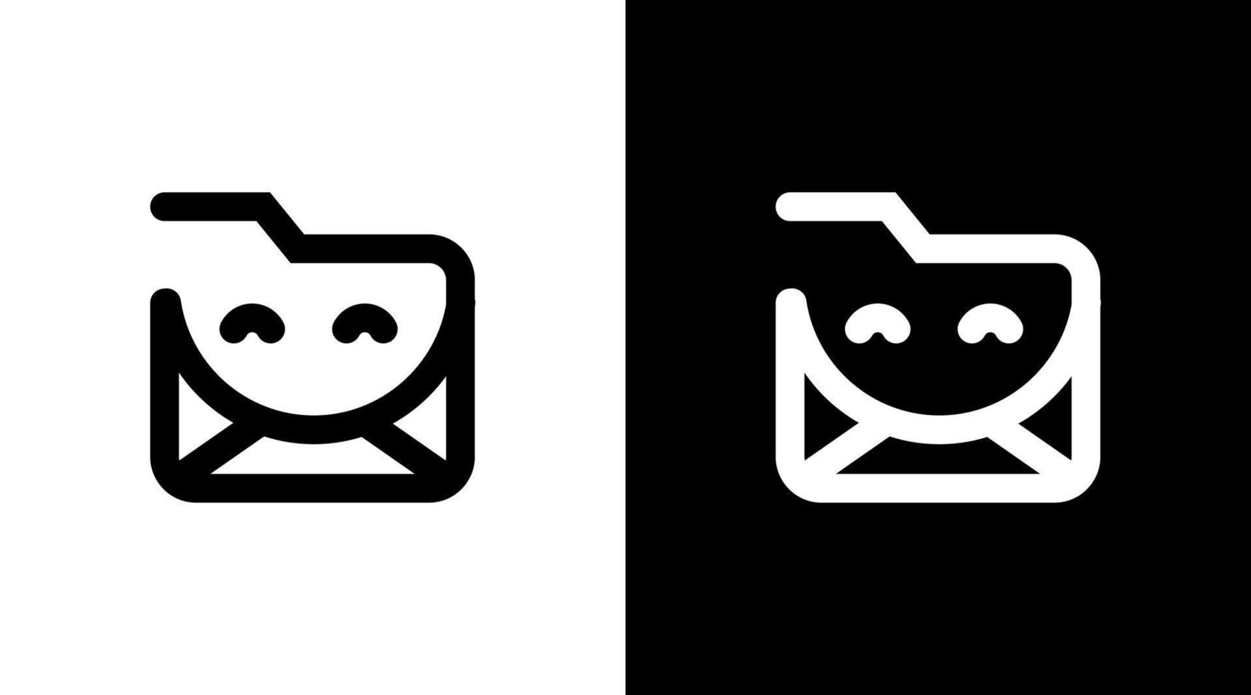 plantilla de diseño de estilo de ilustración de icono en blanco y negro de sobre de correo de monograma de logotipo de empresa vector