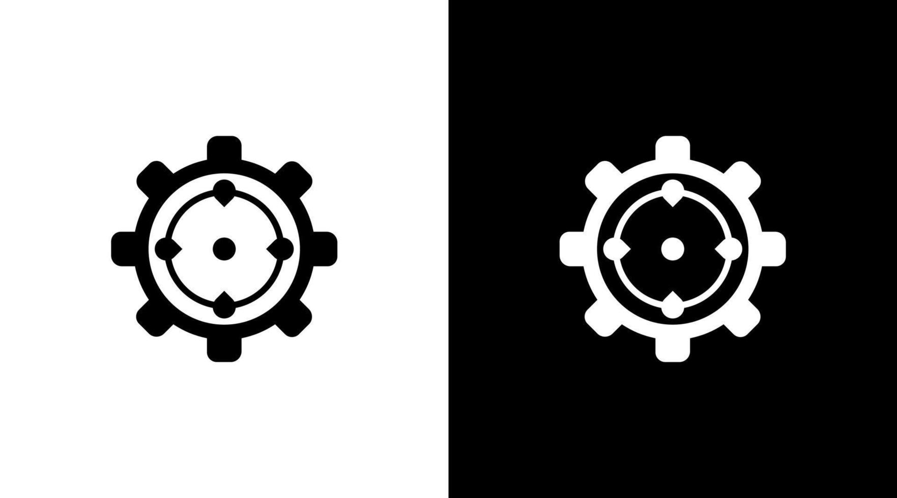 technology gear and target logo black and white icon illustration style Designs templates vector