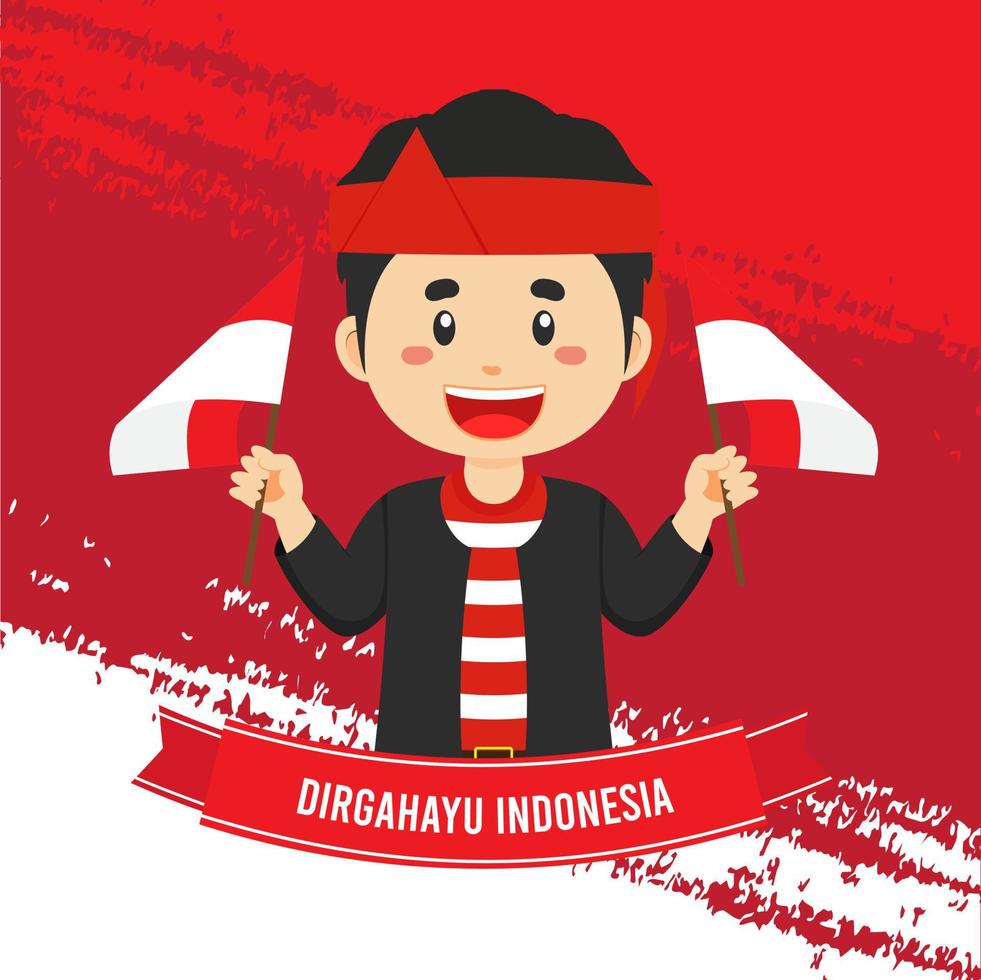 Indonesia Independence Day With Character vector