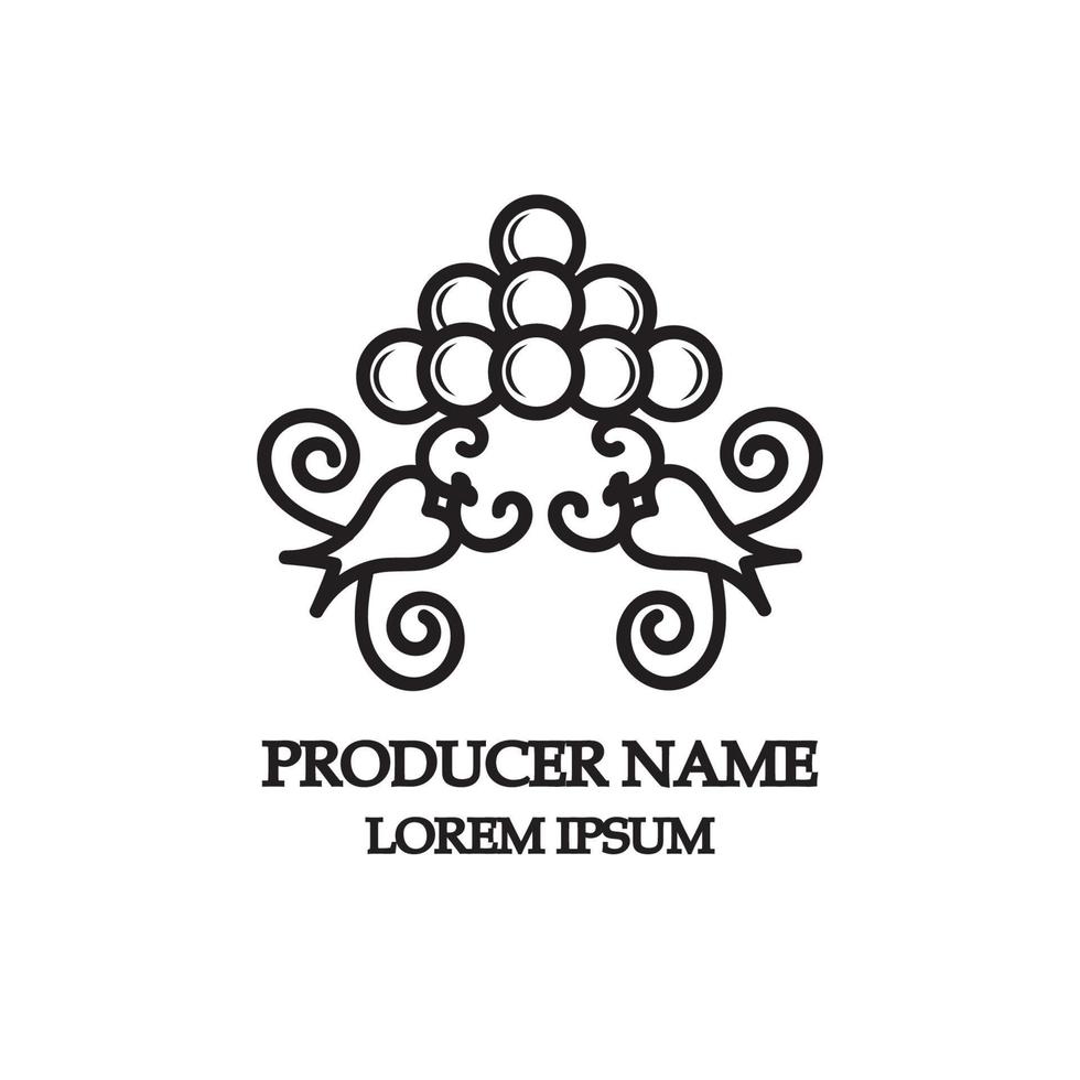 Wine label or logo, black on white. Template for wine brand. vector