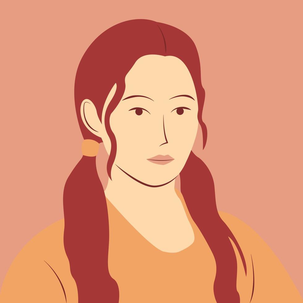 hermoso personaje de caricatura de una chica asiática con colores suaves y diseño plano vector