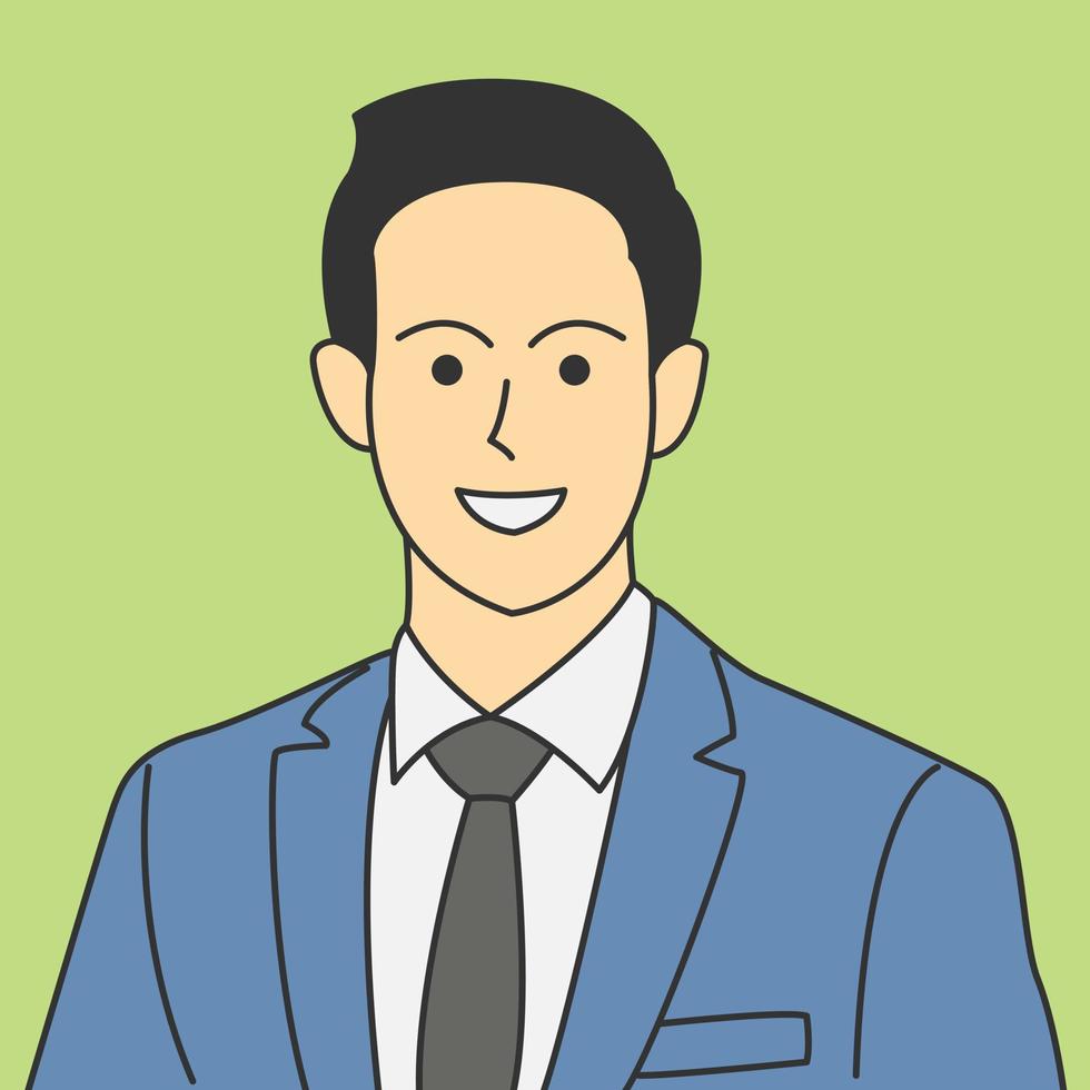 Cartoon avatar of young male businessman wearing suit and tie vector