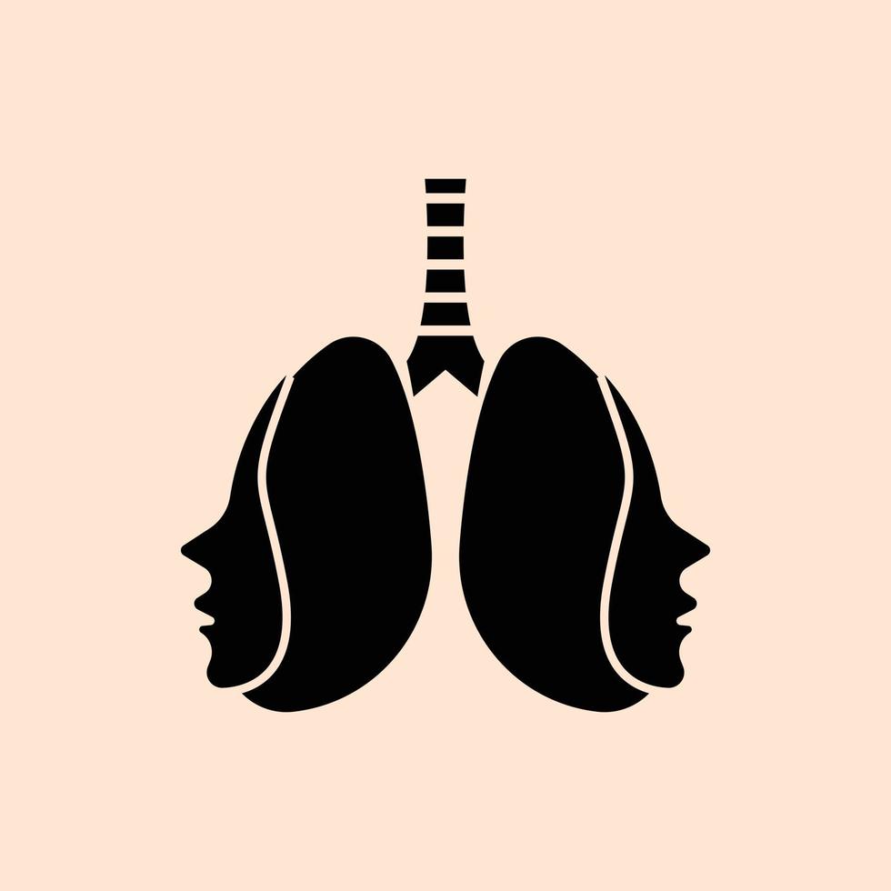 human lung and face combination vector logo icon.