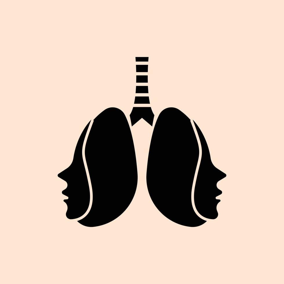 human lung and face combination vector logo icon.