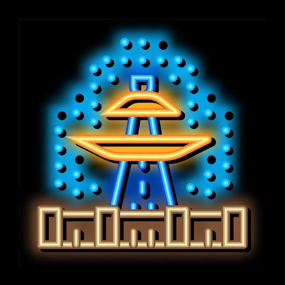 viewing fountain neon glow icon illustration vector