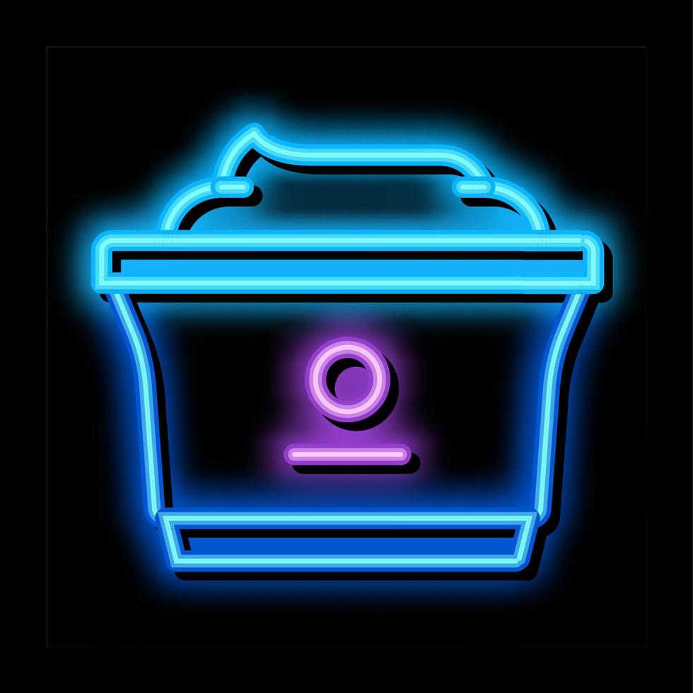 plastic cup of yogurt neon glow icon illustration vector