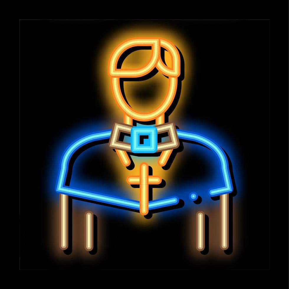 christian monk neon glow icon illustration vector