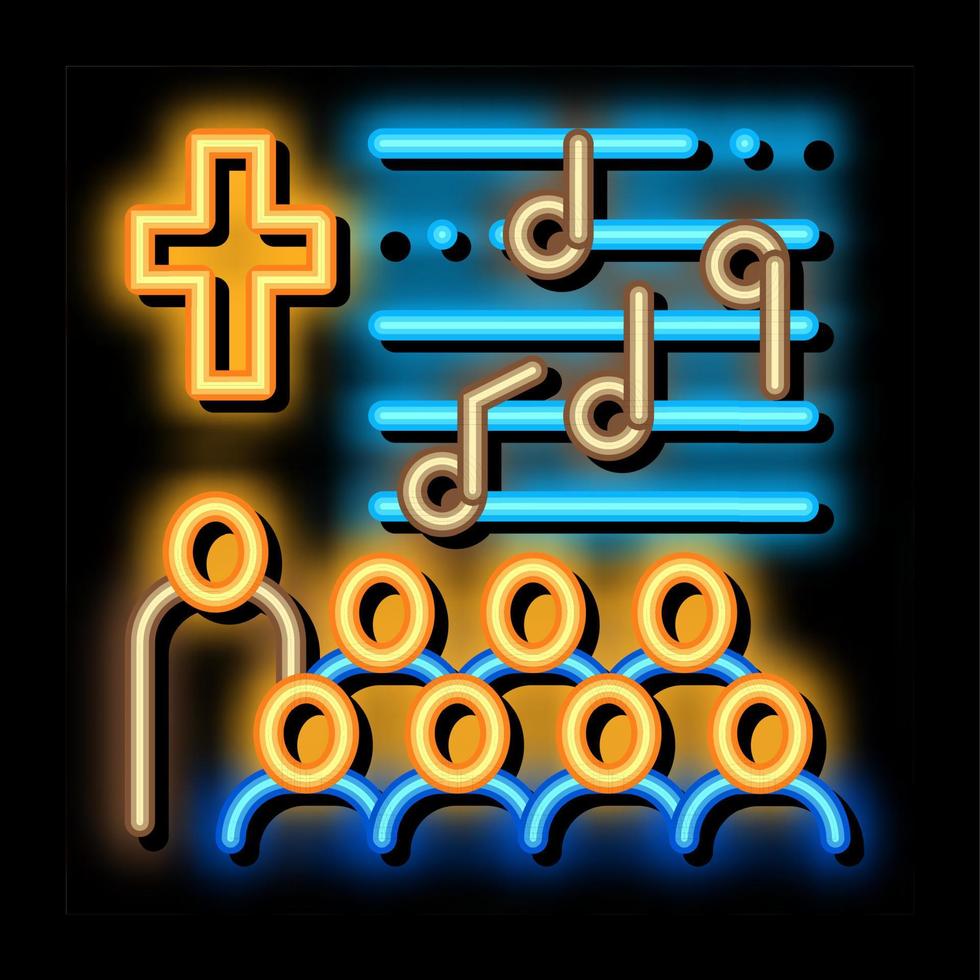 ejemplo del icono del resplandor de neón del coro de la iglesia vector