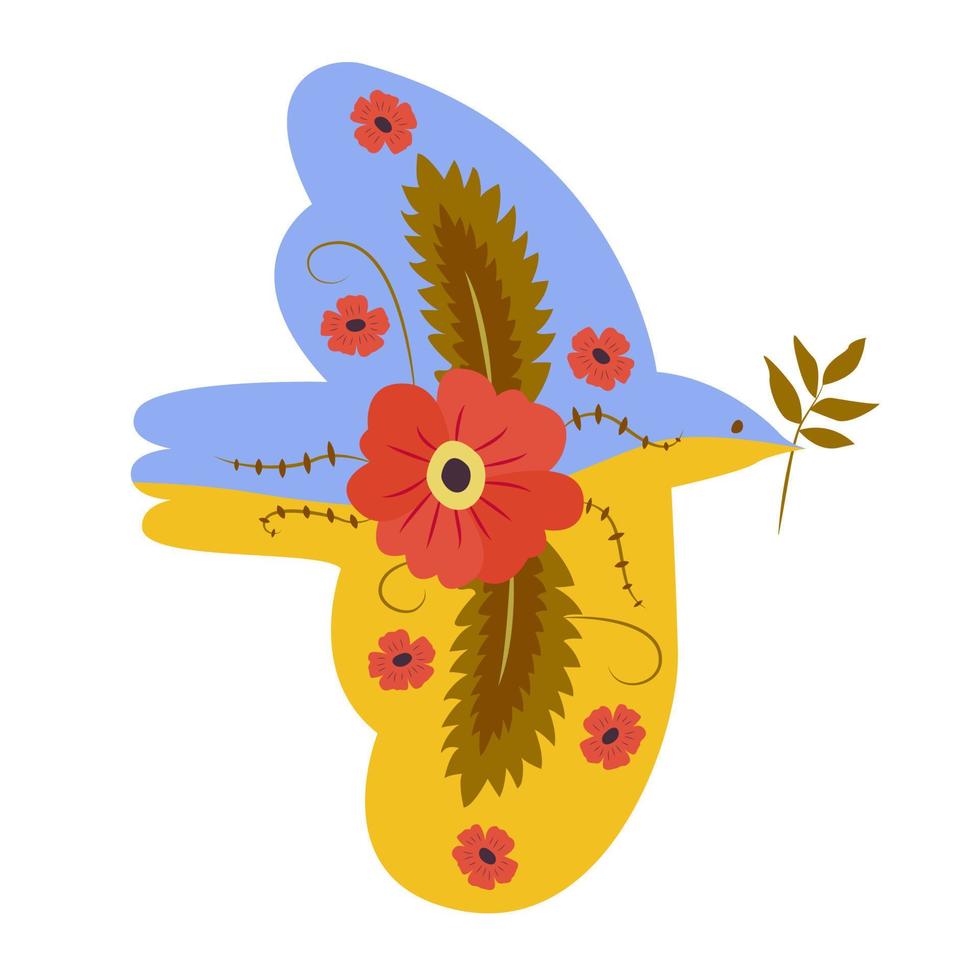 Yellow-blue peace dove. The concept of support for Ukraine. vector