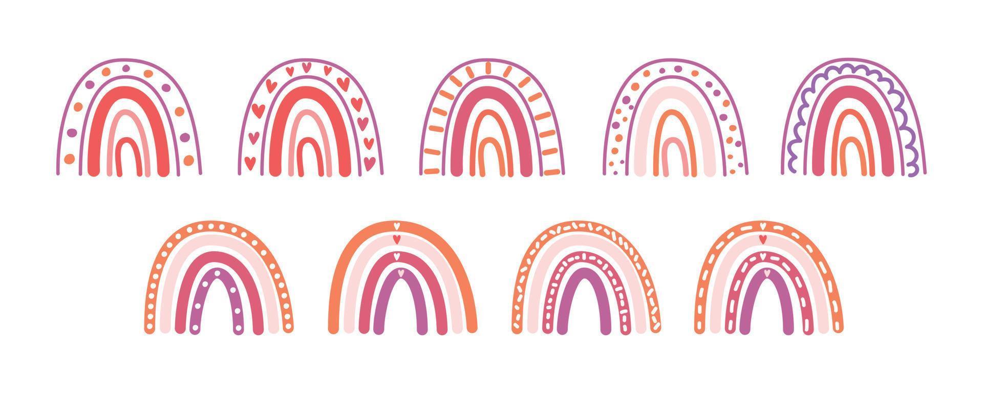 Scandinavian rainbow for children's room wall decor. Colorful rainbow set vector