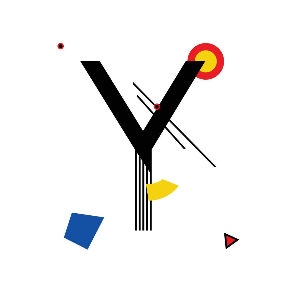 Capital letter Y made up of simple geometric shapes, in Suprematism style vector