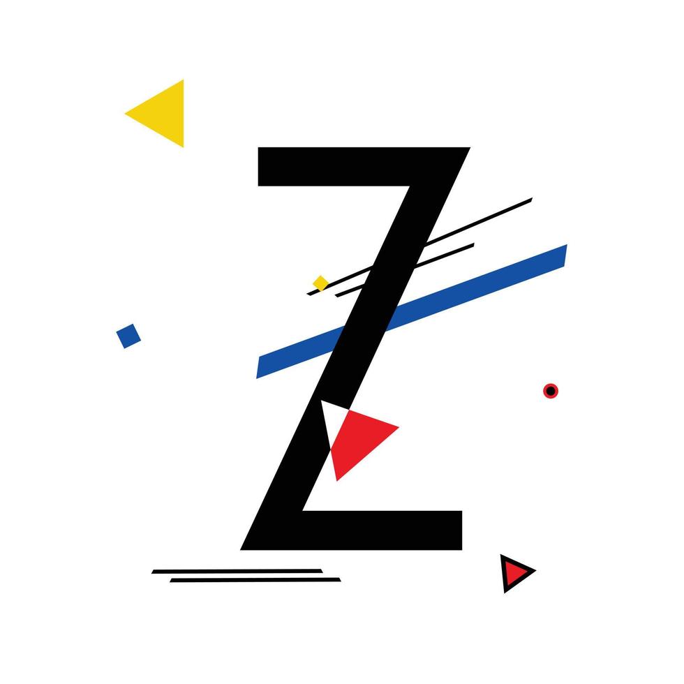 Capital letter Z made up of simple geometric shapes, in Suprematism style vector