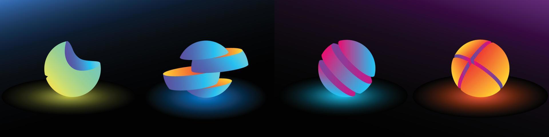 The spheres on a black background vector