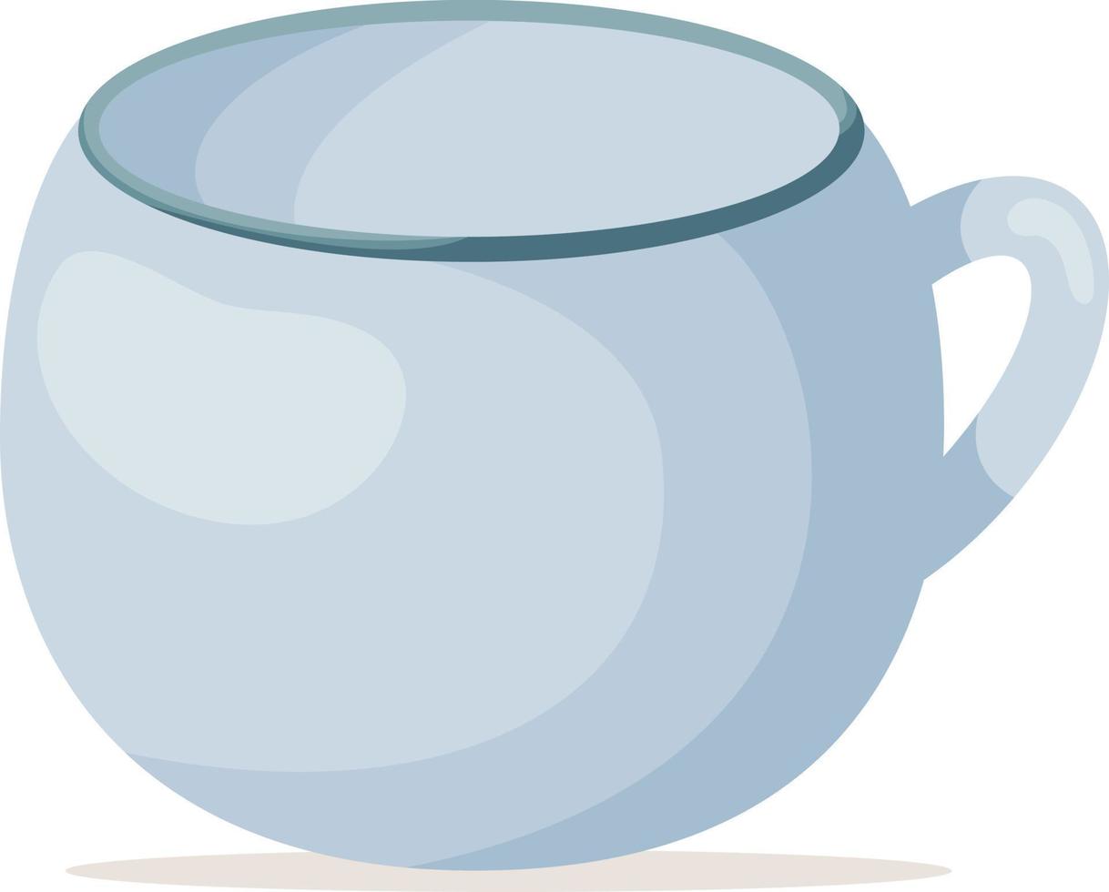 taza azul vacía. ilustración de vector de color para el diseño de tarjetas de felicitación, carteles, pegatinas, menú