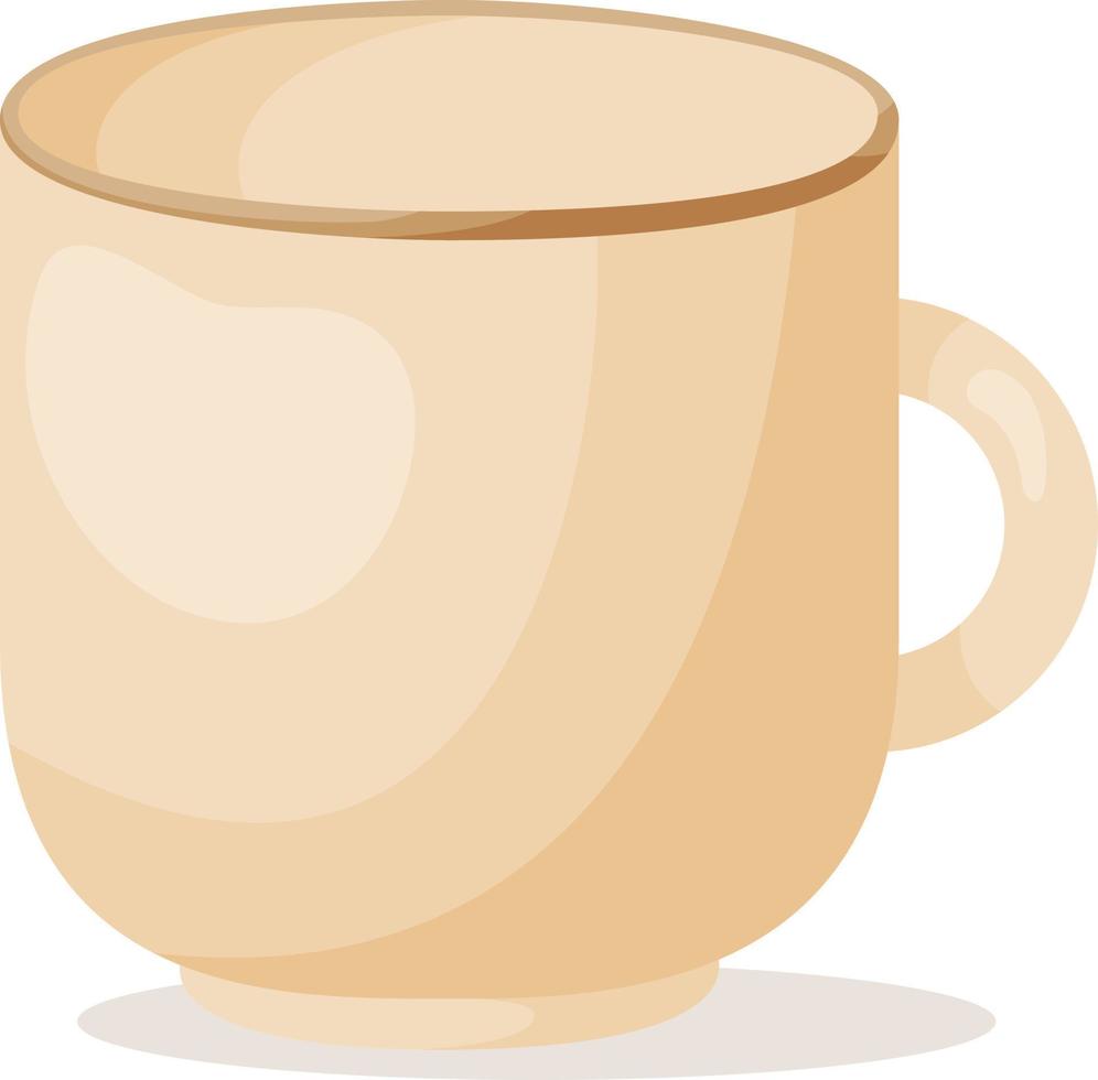 taza beige vacía. ilustración de vector de color para el diseño de tarjetas de felicitación, carteles, pegatinas, menú