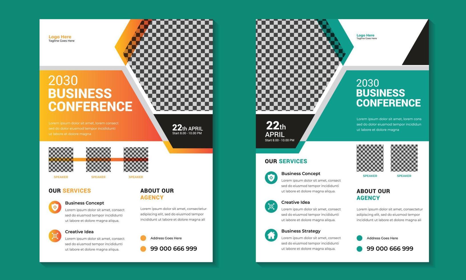 Business conference flyer design template. Modern business conference flyer and online business conference flyer or poster design template. vector