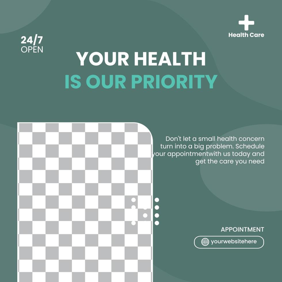 Medical healthcare social media post template vector