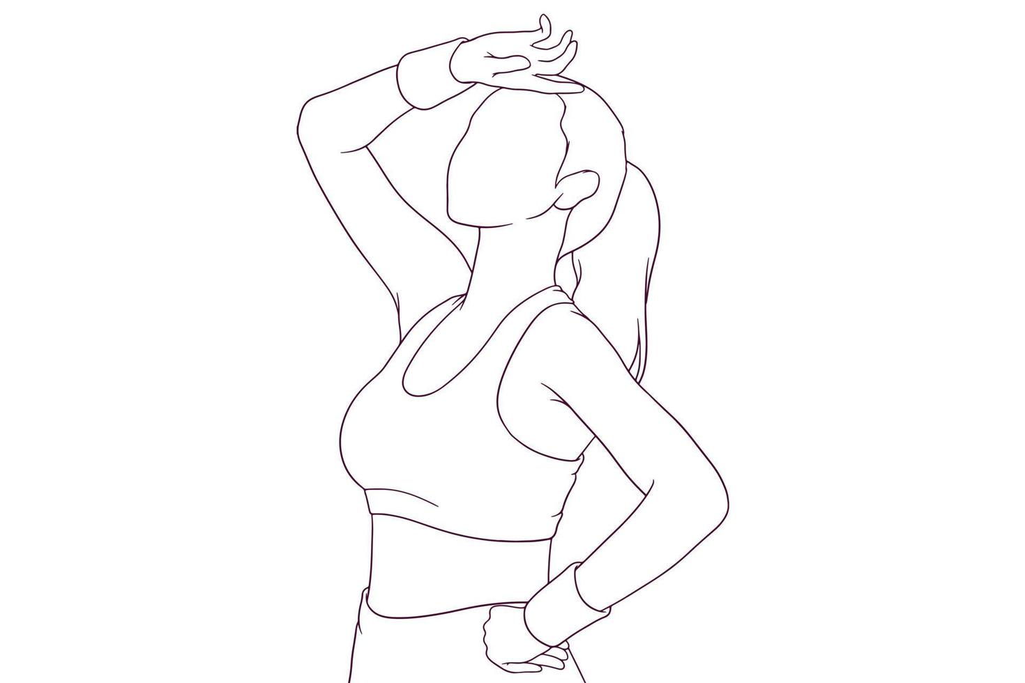 beautiful woman in fitness clothes hand drawn style vector illustration