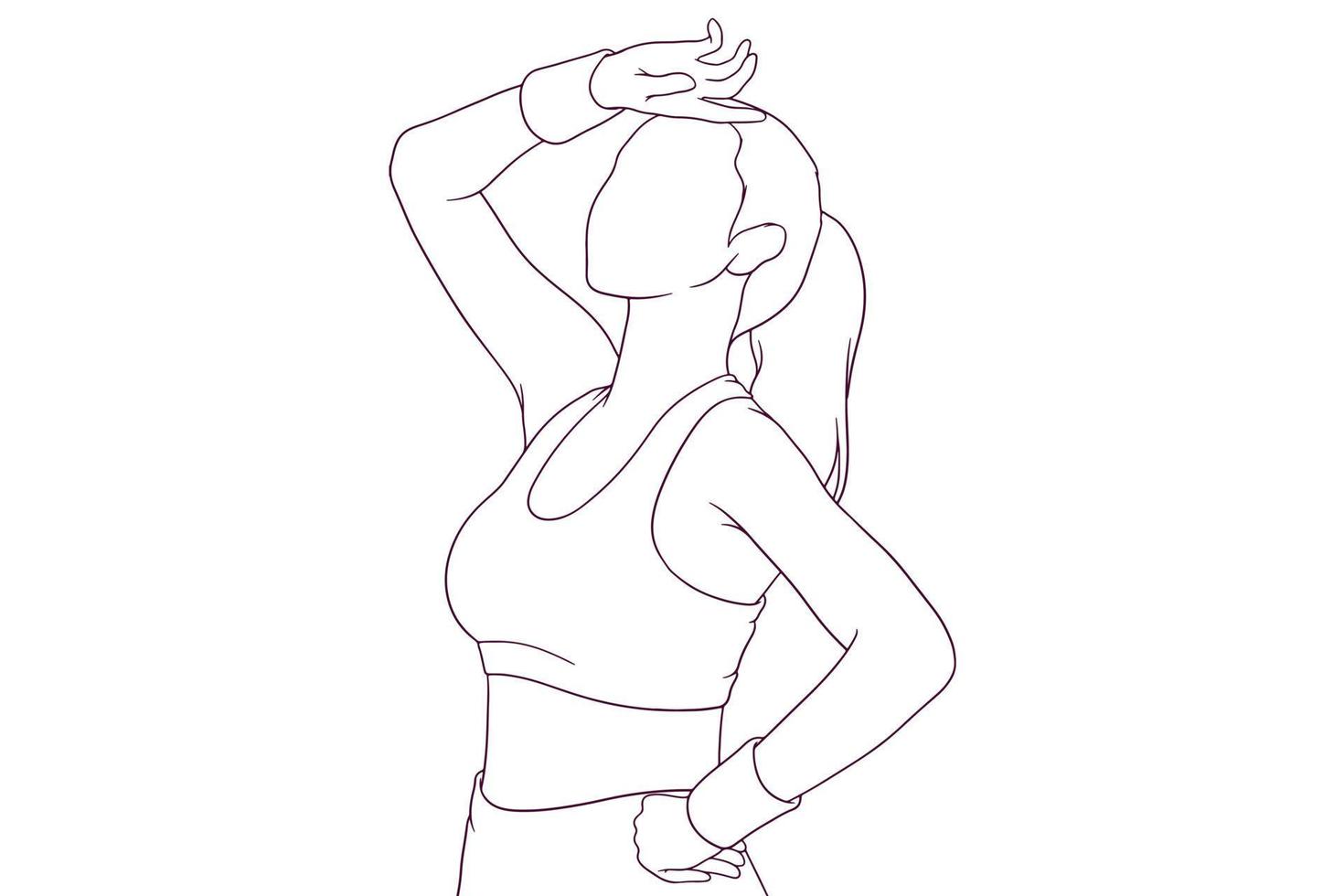 beautiful woman in fitness clothes hand drawn style vector illustration