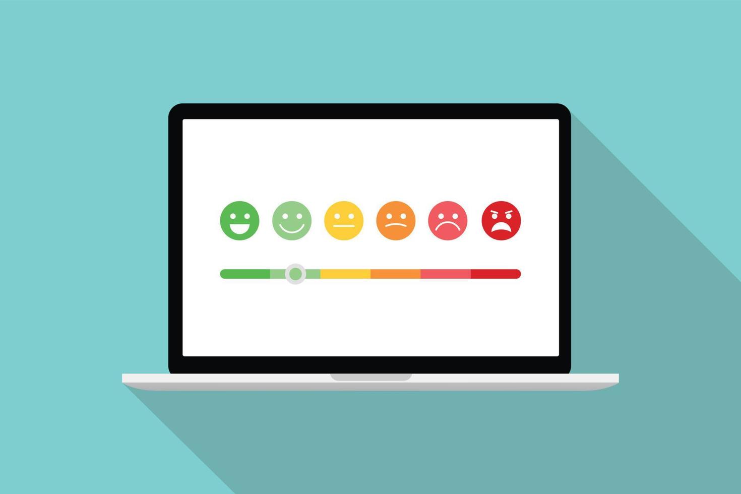 smile rating on laptop screen with bar choose survey customer satisfaction with modern flat style vector