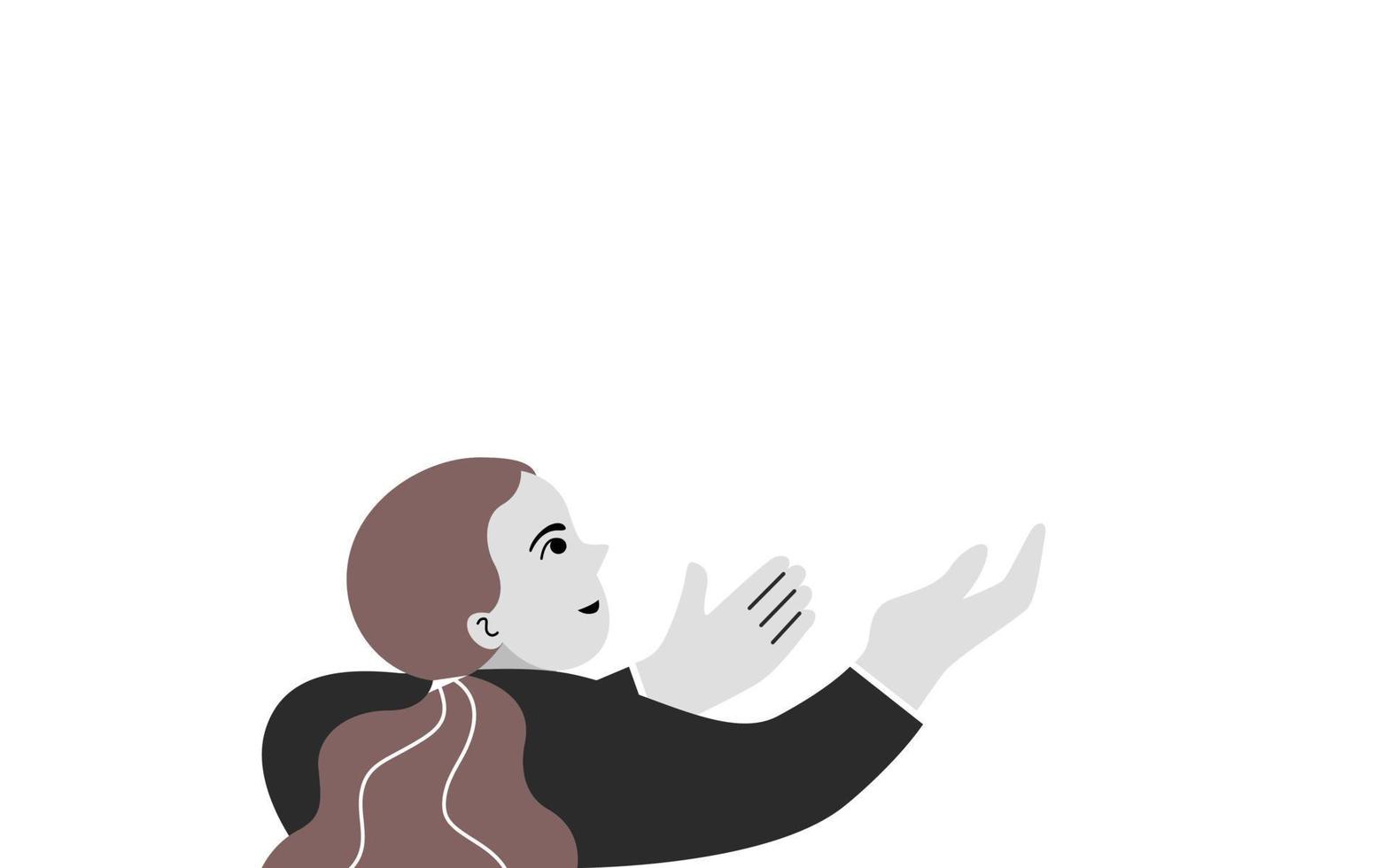 Isolated of confident woman with hand presenting, Content marketing Concept illustrations. vector