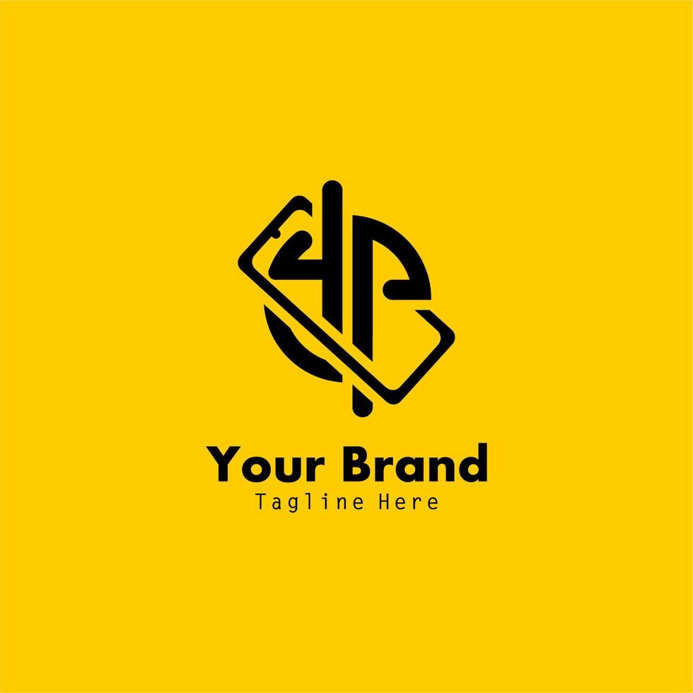 yp phone initials logo design on yellow background. suitable for cell phone shop, cell phone service vector