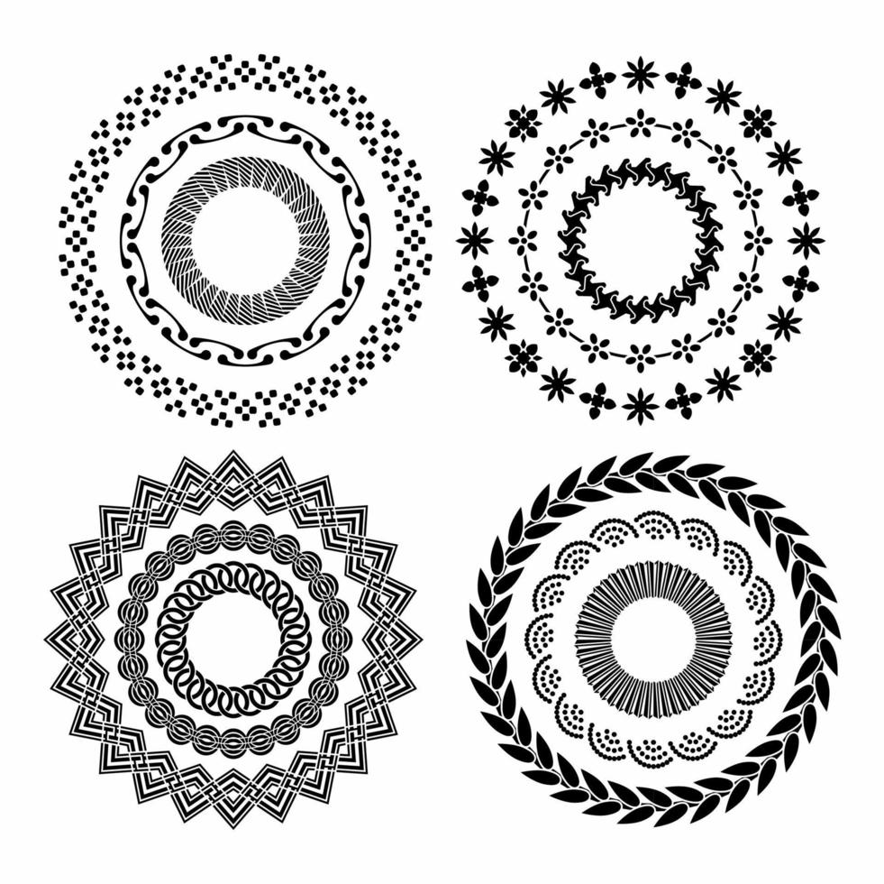 un conjunto de decoraciones, marcos e íconos tradicionales. vector