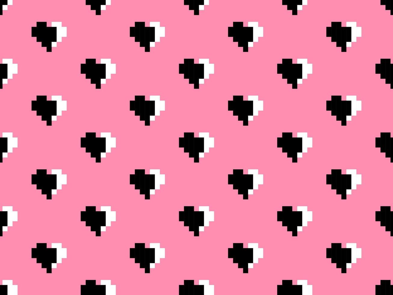 Heart cartoon character seamless pattern on pink background vector