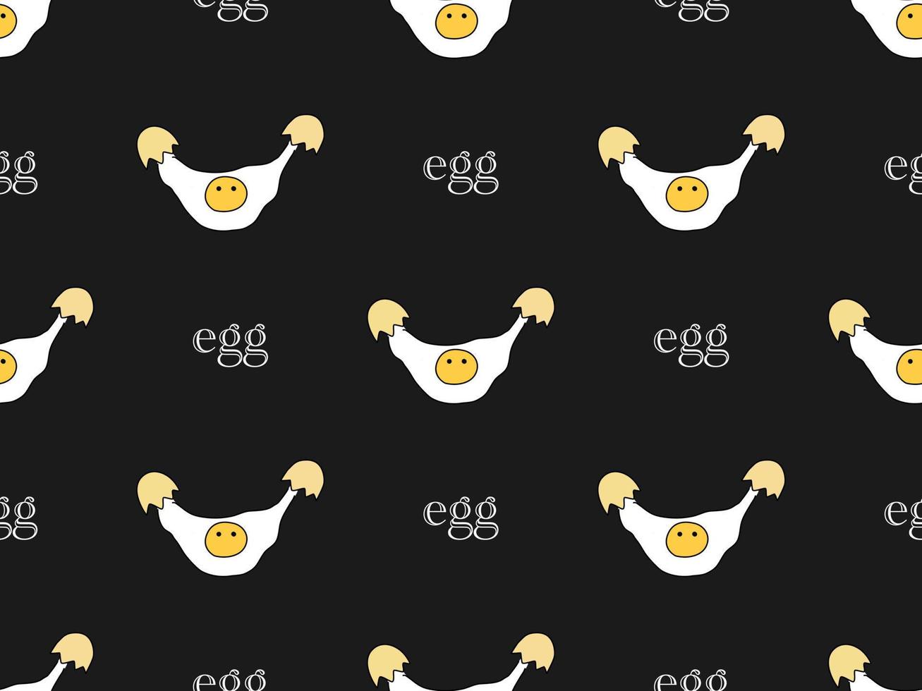Egg cartoon character seamless pattern on black background vector