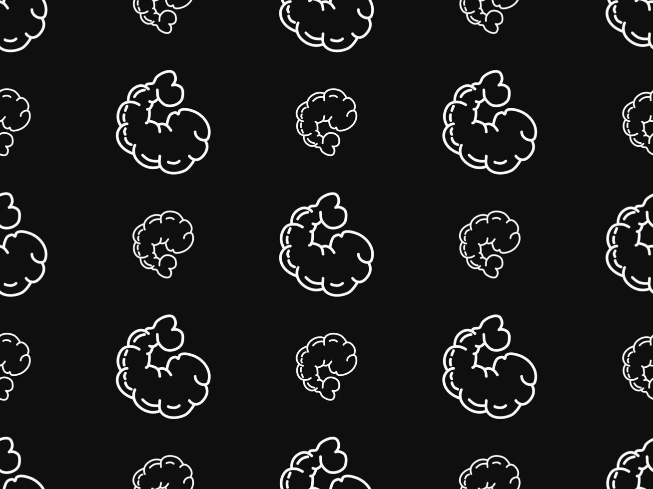 Shrimp cartoon character seamless pattern on black background. vector