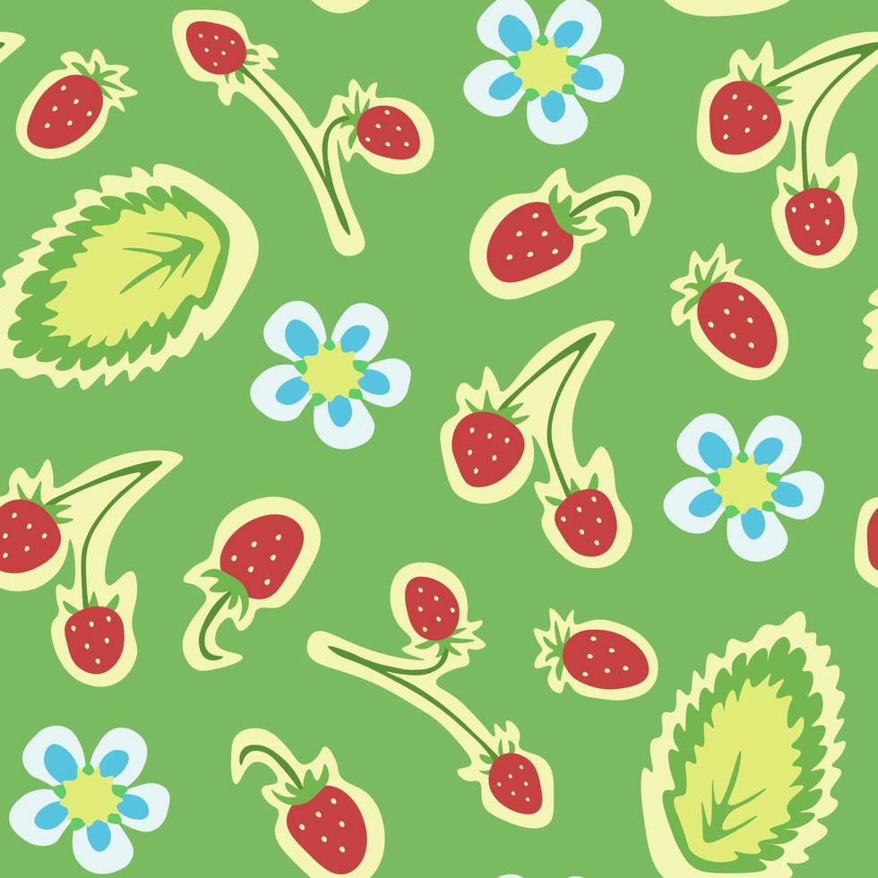 Retro strawberry pattern vector