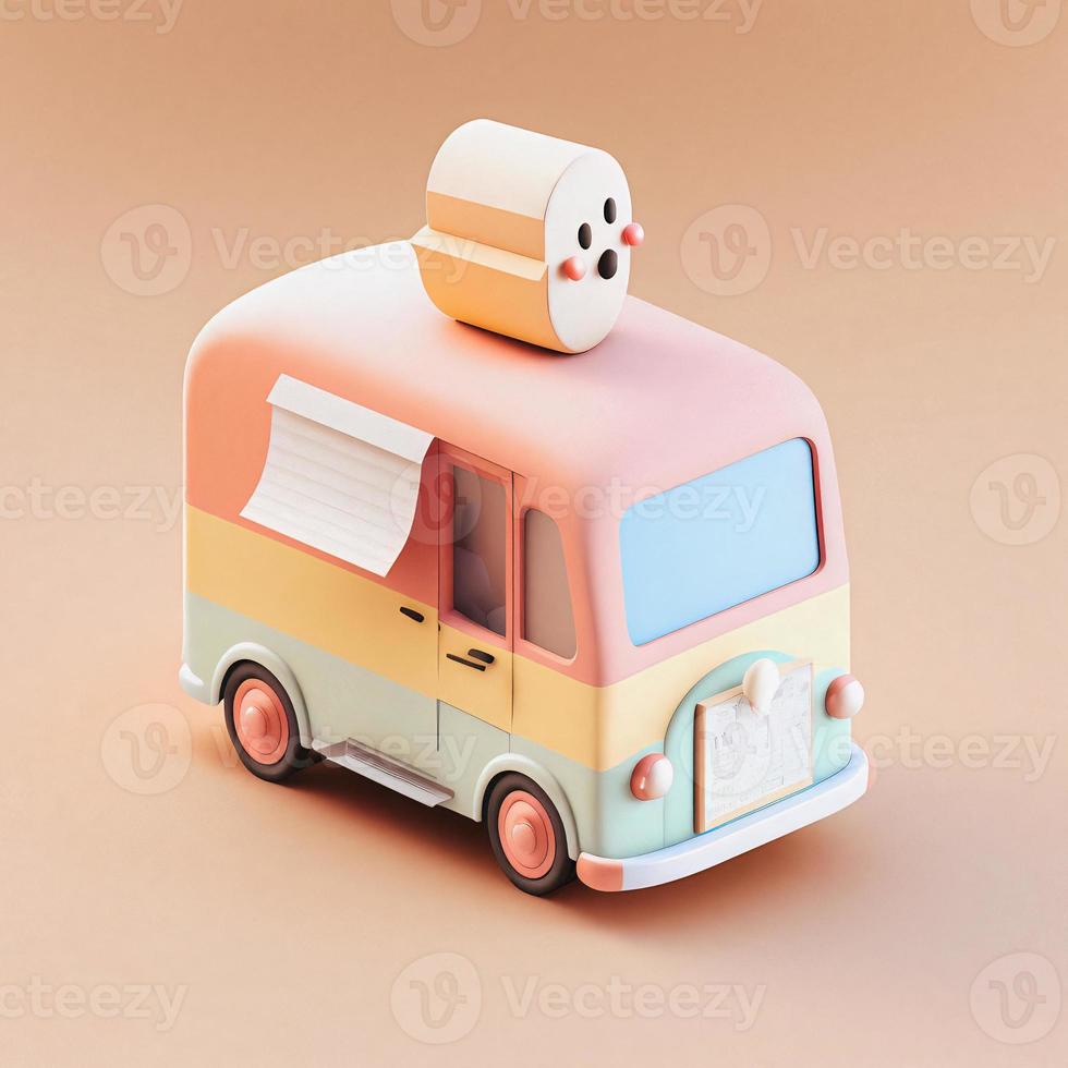 te whimsical 3D delivery car icon character perfect for logistics, transportation projects photo