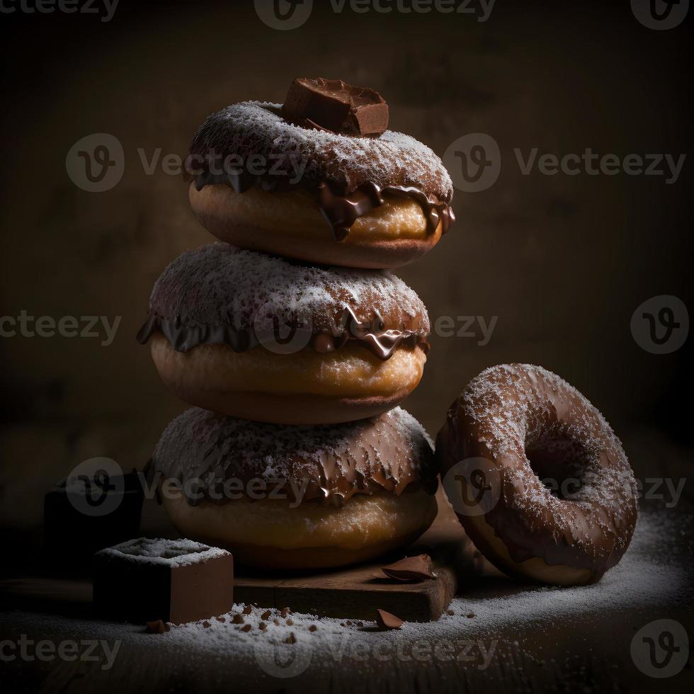 doughnuts on white background, perfect for advertising, packaging, menus, cookbooks. Highlighting texture and details, shot from above, high-res suitable for printing, posters, banners and more photo