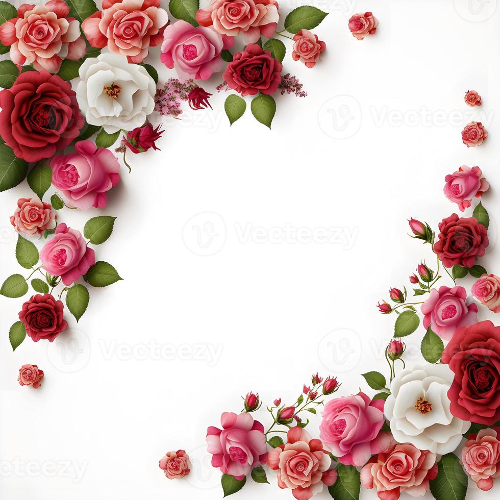 A stunning image featuring a red and pink rose flower with a blank space in the middle, perfect for adding text or overlaying graphics. This photo is ideal for use on social media, websites