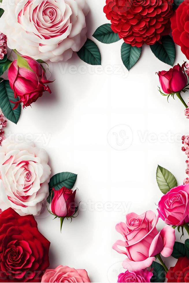 A stunning image featuring a red and pink rose flower with a blank space in the middle, perfect for adding text or overlaying graphics. This photo is ideal for use on social media, websites