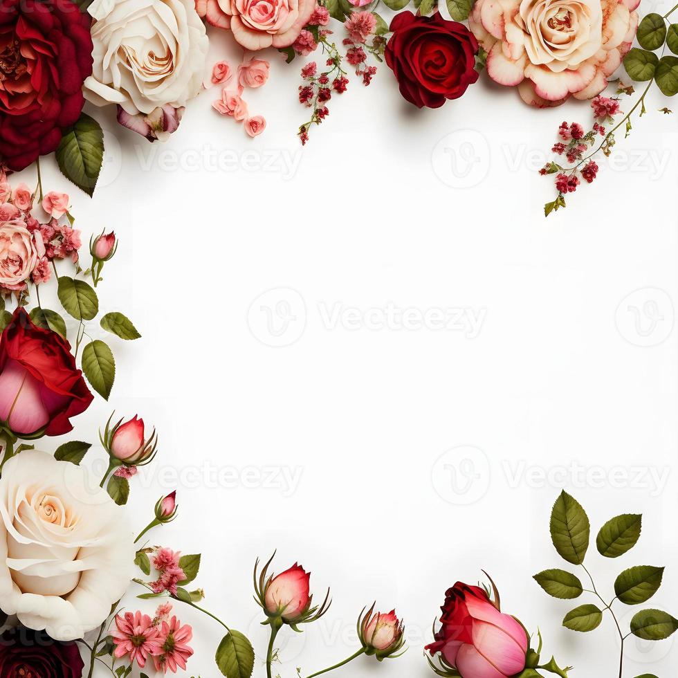 A stunning image featuring a red and pink rose flower with a blank space in the middle, perfect for adding text or overlaying graphics. This photo is ideal for use on social media, websites