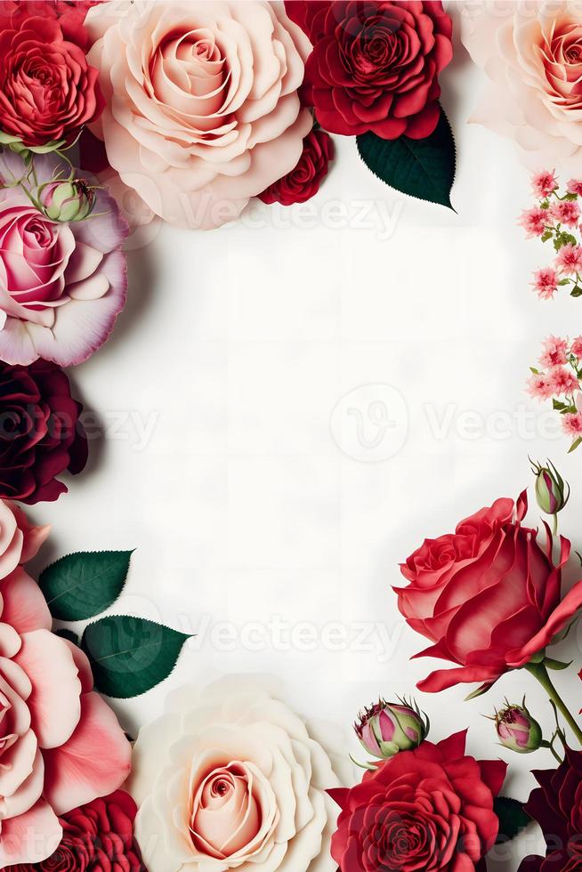 A stunning image featuring a red and pink rose flower with a blank space in the middle, perfect for adding text or overlaying graphics. This photo is ideal for use on social media, websites