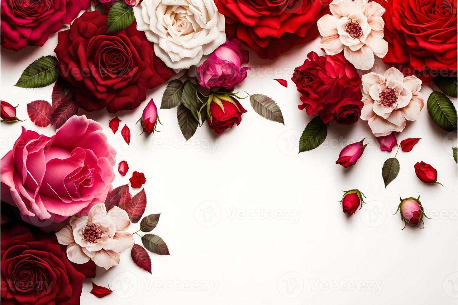 A stunning image featuring a red and pink rose flower with a blank space in the middle, perfect for adding text or overlaying graphics. This photo is ideal for use on social media, websites