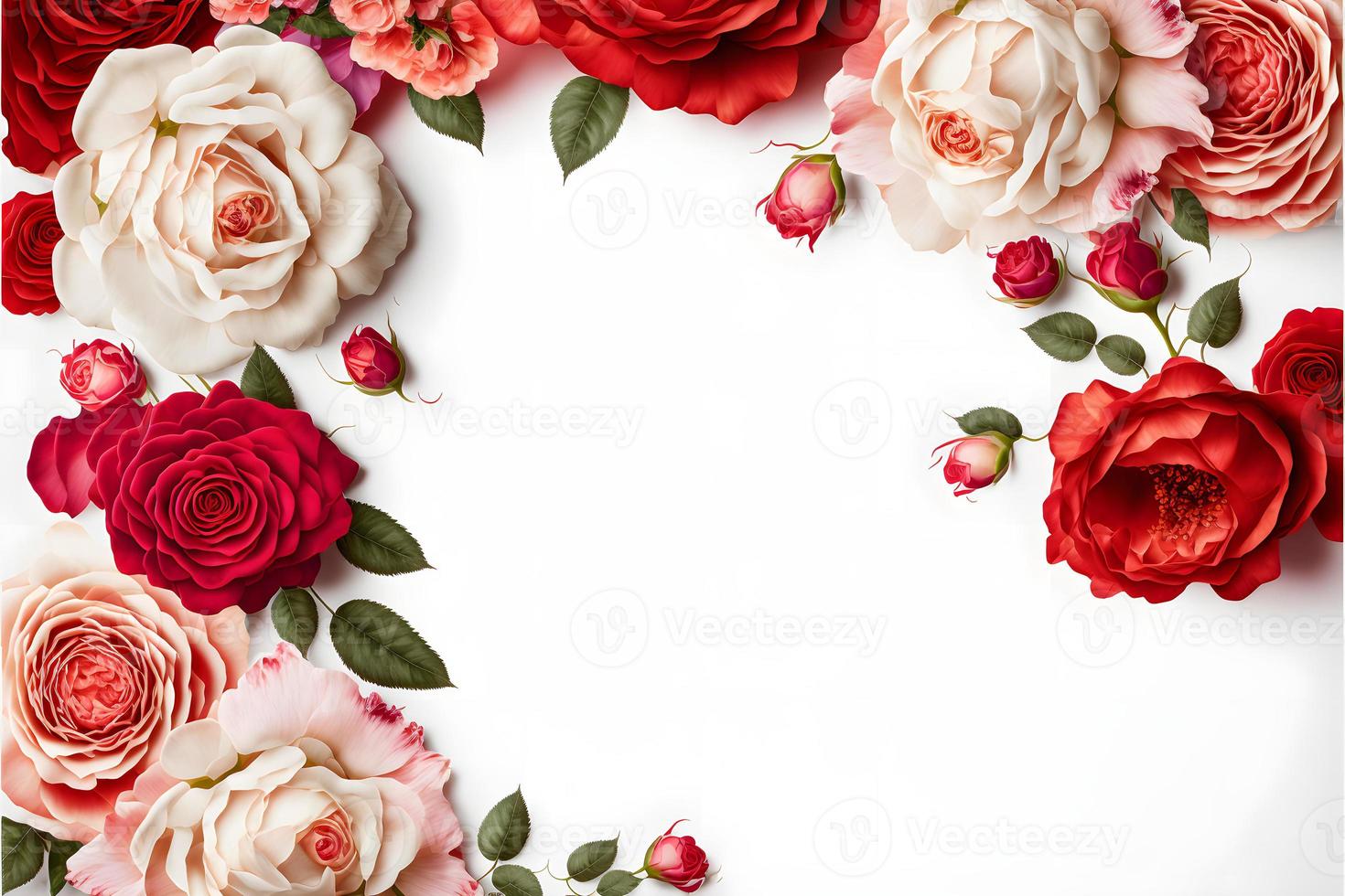 A stunning image featuring a red and pink rose flower with a blank space in the middle, perfect for adding text or overlaying graphics. This photo is ideal for use on social media, websites