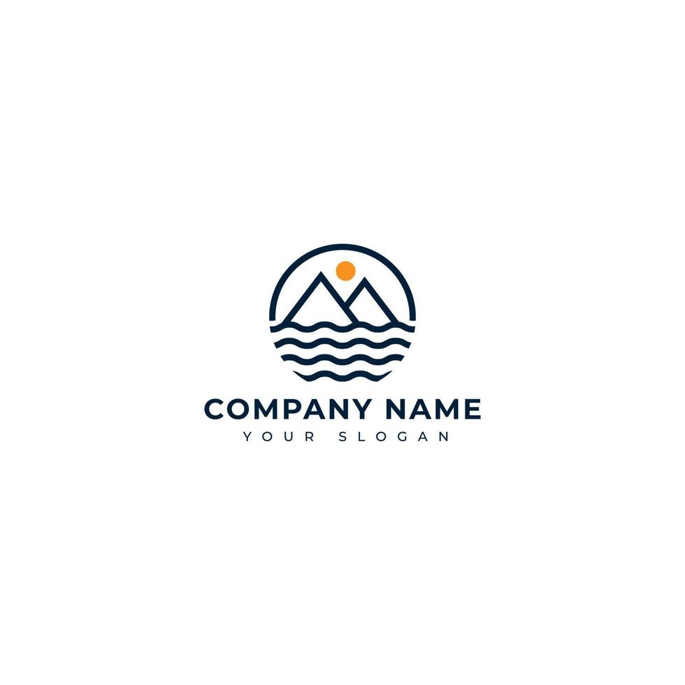 Mountain and sea logo vector design template