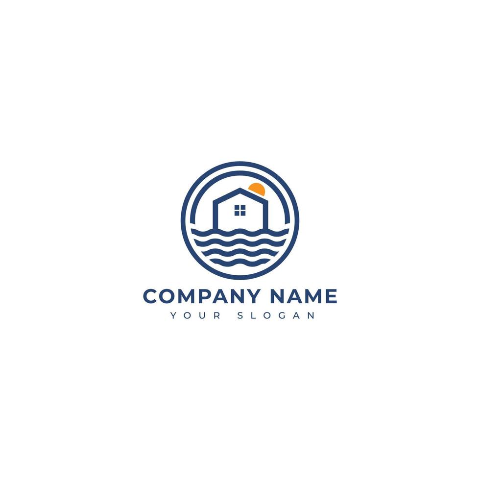 Beach house logo vector design template