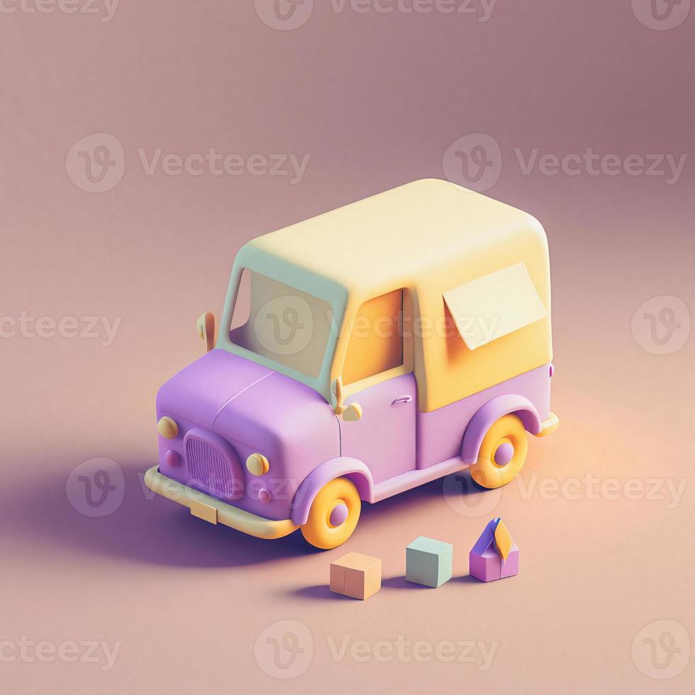 te whimsical 3D delivery car icon character perfect for logistics, transportation projects photo