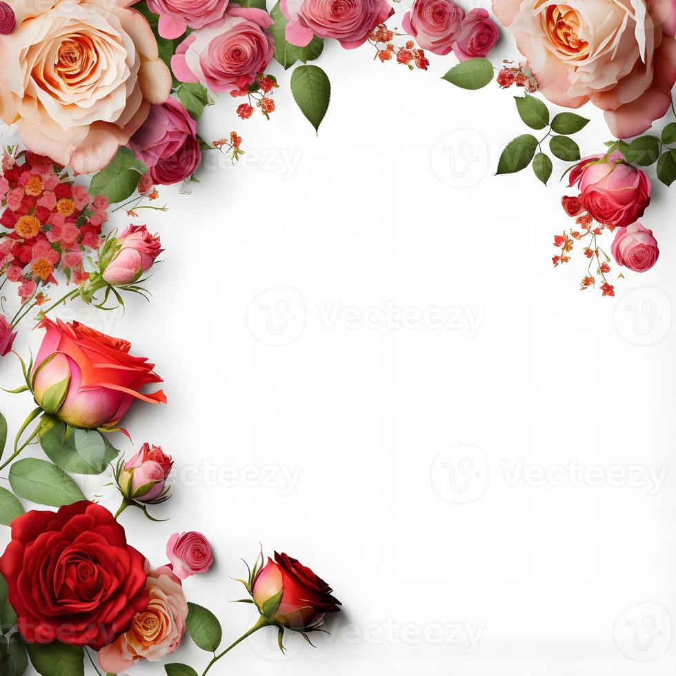 A stunning image featuring a red and pink rose flower with a blank space in the middle, perfect for adding text or overlaying graphics. This photo is ideal for use on social media, websites