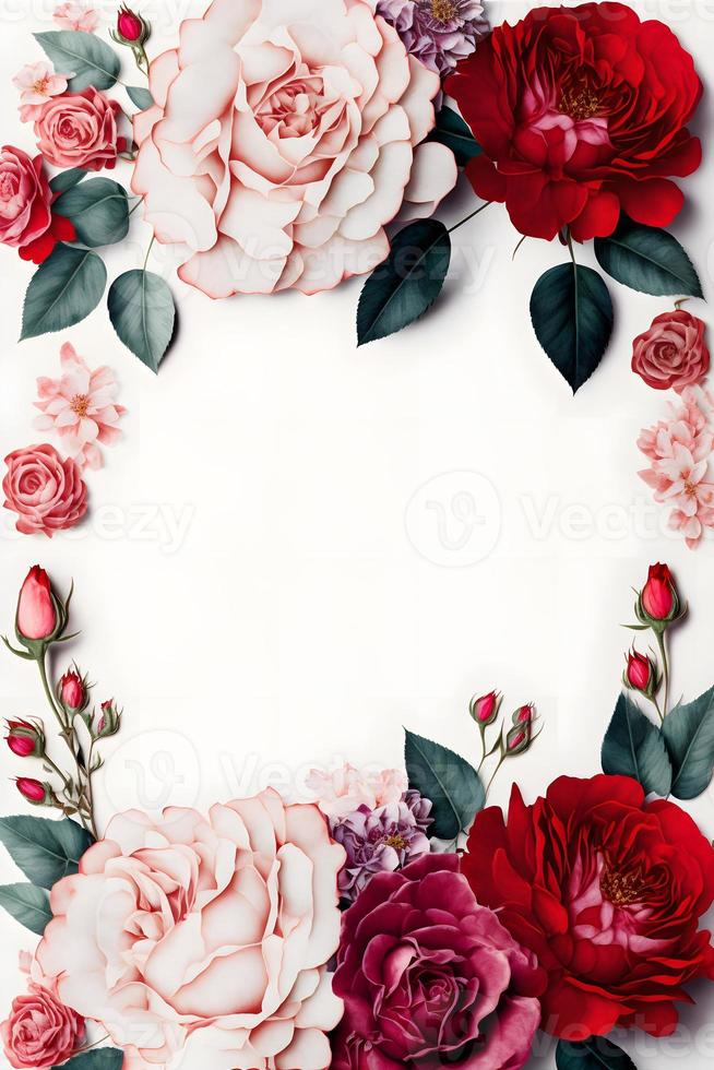 A stunning image featuring a red and pink rose flower with a blank space in the middle, perfect for adding text or overlaying graphics. This photo is ideal for use on social media, websites