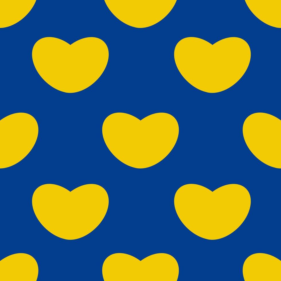 Vector seamless pattern of yellow hearts on a blue background