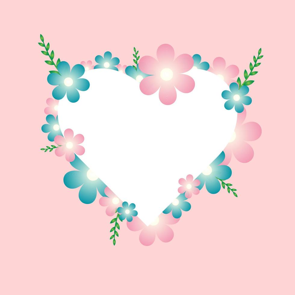 Heart and flowers on a pink background vector