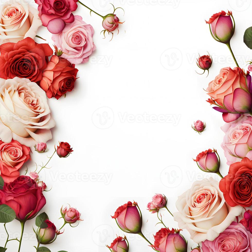 A stunning image featuring a red and pink rose flower with a blank space in the middle, perfect for adding text or overlaying graphics. This photo is ideal for use on social media, websites