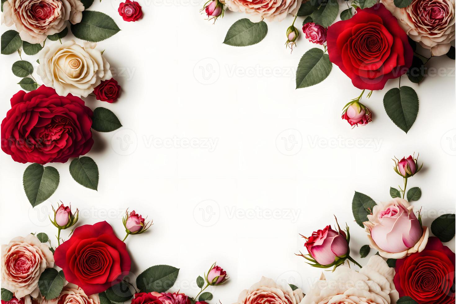 A stunning image featuring a red and pink rose flower with a blank space in the middle, perfect for adding text or overlaying graphics. This photo is ideal for use on social media, websites