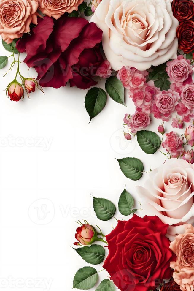 A stunning image featuring a red and pink rose flower with a blank space in the middle, perfect for adding text or overlaying graphics. This photo is ideal for use on social media, websites